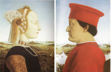 日本旅行イタリア美術ツアー美術館観光・絵画紀行 ルネサンス美術旅行記イタリア旅行ツアーお申し込み ピエロ・デラ・フランチェスカ「ウルビノ公夫妻の肖像」